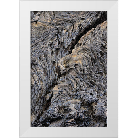 Recent Pahoehoe lava flow-Sullivan Bay-Santiago Island-Galapagos Islands-Ecuador White Modern Wood Framed Art Print by Jones, Adam
