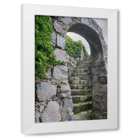 These old stone steps connect courtyards at a home in the high Andes. White Modern Wood Framed Art Print by Sederquist, Betty