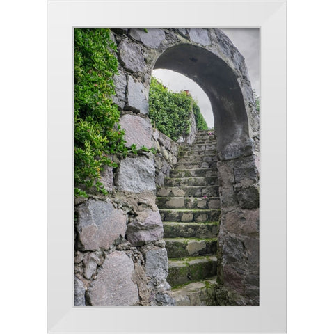 These old stone steps connect courtyards at a home in the high Andes. White Modern Wood Framed Art Print by Sederquist, Betty