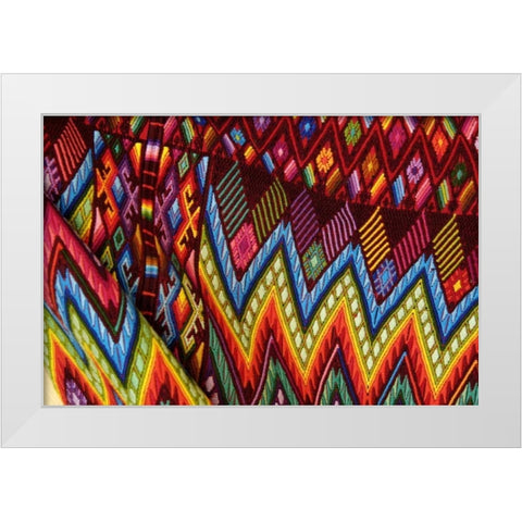 Guatemala, Chichicastenango, Colorful fabric White Modern Wood Framed Art Print by Kirkland, Dennis