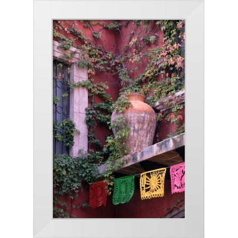 Mexico, San Miguel de Allende, House courtyard White Modern Wood Framed Art Print by Rotenberg, Nancy