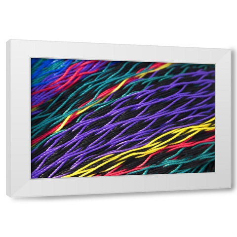 Mexico, Puerto Vallarta Patterns in fishing nets White Modern Wood Framed Art Print by Ross, Nancy ,  Steve