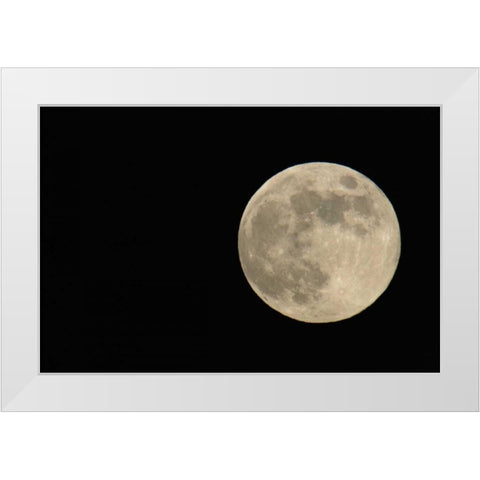 Full moon with yellowish hue to right of frame White Modern Wood Framed Art Print by Morris, Arthur