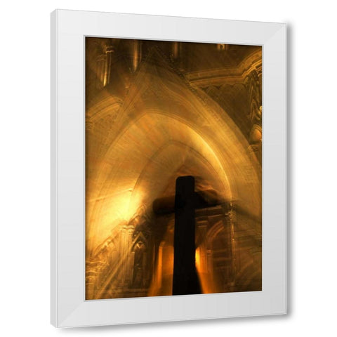 Mexico Abstract of cross in front of church White Modern Wood Framed Art Print by Rotenberg, Nancy