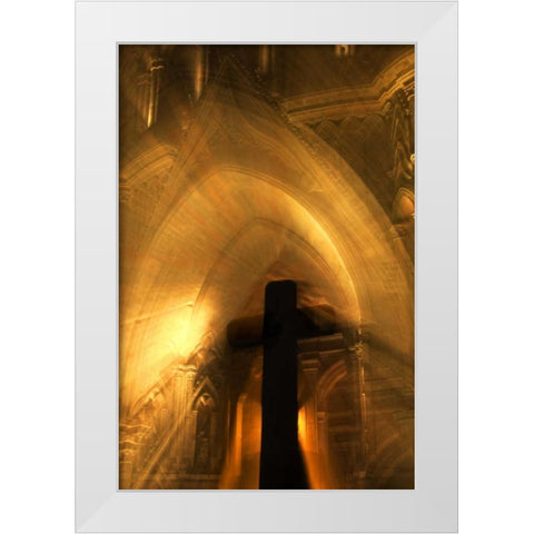 Mexico Abstract of cross in front of church White Modern Wood Framed Art Print by Rotenberg, Nancy