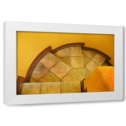 Mexico Abstract pattern on stairs White Modern Wood Framed Art Print by Rotenberg, Nancy