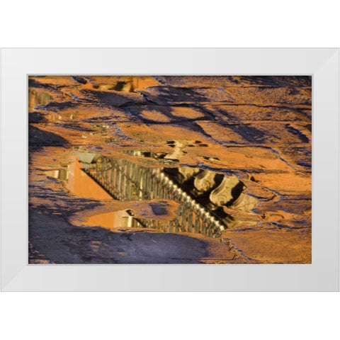 Mexico Cobblestone street with puddles of water White Modern Wood Framed Art Print by Rotenberg, Nancy