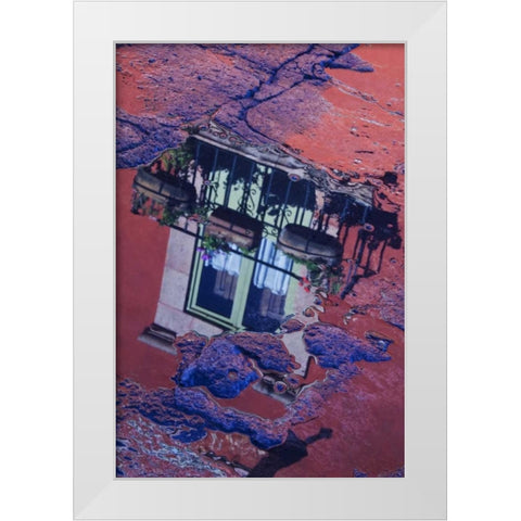 Mexico Cobblestone street with window reflection White Modern Wood Framed Art Print by Rotenberg, Nancy