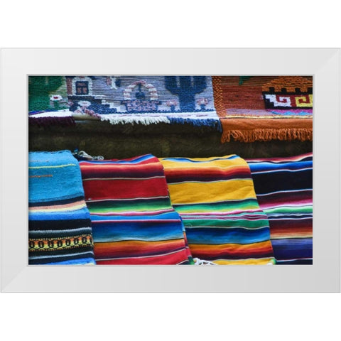 Mexico Mexican rugs for sale at market White Modern Wood Framed Art Print by Rotenberg, Nancy