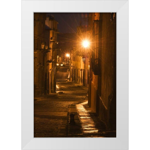 Mexico, San Miguel de Allende Street Lanterns White Modern Wood Framed Art Print by Rotenberg, Nancy