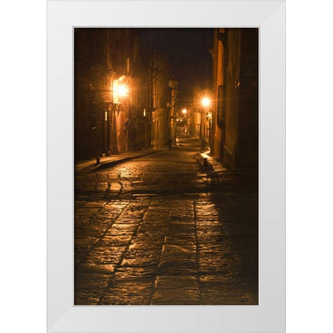 Mexico, San Miguel de Allende Street Lanterns White Modern Wood Framed Art Print by Rotenberg, Nancy