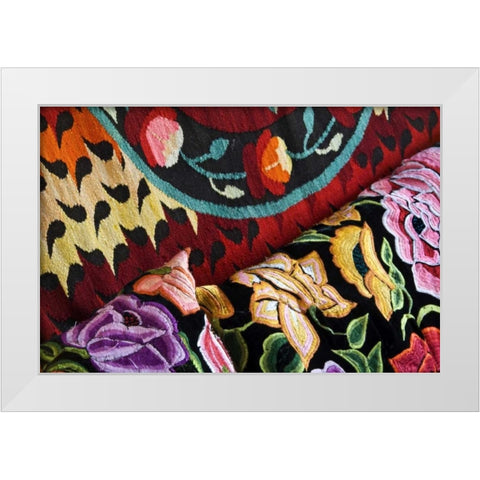 Mexico Colorful textiles White Modern Wood Framed Art Print by Rotenberg, Nancy