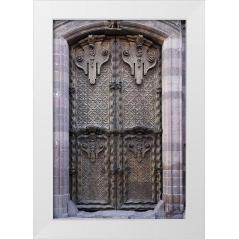 Mexico Carved wooden set of doors White Modern Wood Framed Art Print by Young, Bill