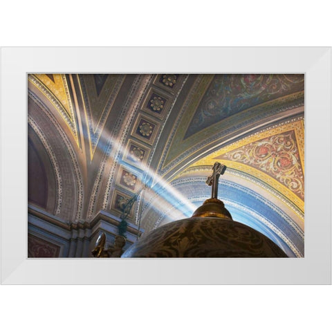 Mexico, Morelia Rays into Roman Catholic church White Modern Wood Framed Art Print by Rotenberg, Nancy