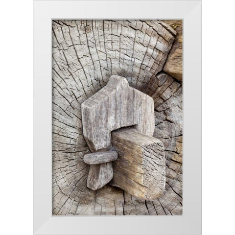 Mexico, Tecate Wooden bench at Rancho La Purerta White Modern Wood Framed Art Print by Paulson, Don