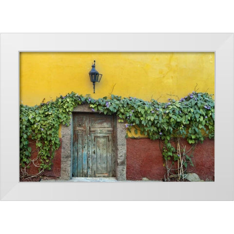 Mexico Doorway to colorful building White Modern Wood Framed Art Print by Paulson, Don