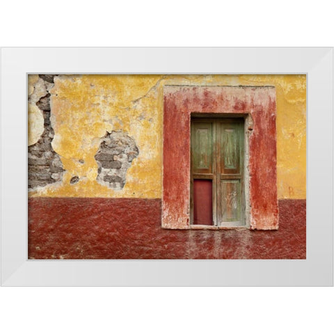 Mexico Window in colorful wall White Modern Wood Framed Art Print by Paulson, Don