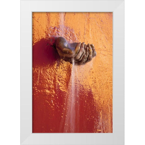 Mexico Fountain of water in cupped hands White Modern Wood Framed Art Print by Paulson, Don