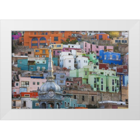 Mexico, Guanajuato View of city buildings White Modern Wood Framed Art Print by Paulson, Don