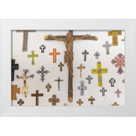 Mexico, Guanajuato Crosses displayed on a wall White Modern Wood Framed Art Print by Paulson, Don