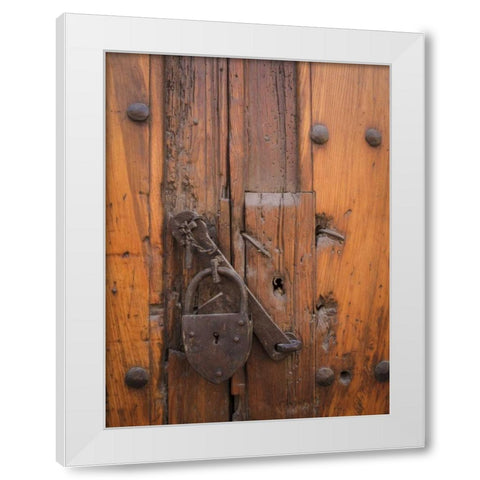 Mexico Padlock on wooden door White Modern Wood Framed Art Print by Paulson, Don