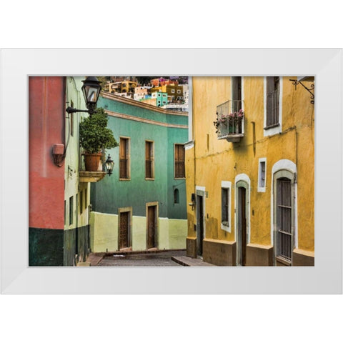 Mexico, Guanajuato Street scene White Modern Wood Framed Art Print by Paulson, Don