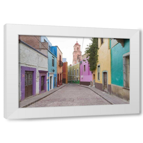 Mexico, Guanajuato Colorful street scene White Modern Wood Framed Art Print by Paulson, Don