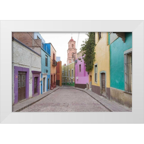 Mexico, Guanajuato Colorful street scene White Modern Wood Framed Art Print by Paulson, Don