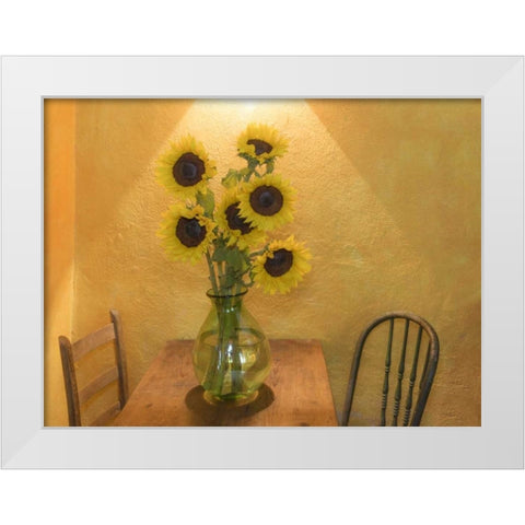 Mexico Sunflowers in vase on table White Modern Wood Framed Art Print by Paulson, Don
