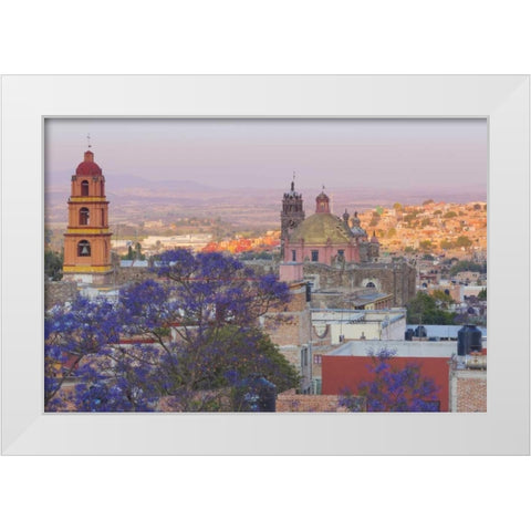 Mexico, San Miguel de Allende Jacaranda and city White Modern Wood Framed Art Print by Paulson, Don