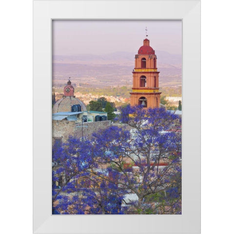 Mexico, San Miguel de Allende Jacaranda and city White Modern Wood Framed Art Print by Paulson, Don