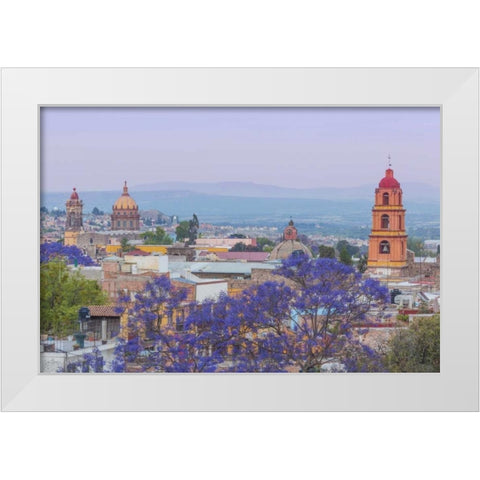 Mexico, San Miguel de Allende Jacaranda and city White Modern Wood Framed Art Print by Paulson, Don