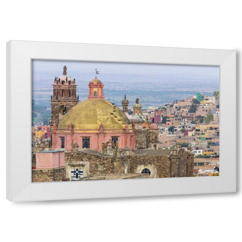 Mexico Overview of church dome and city White Modern Wood Framed Art Print by Paulson, Don