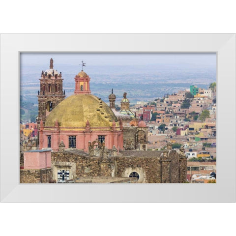 Mexico Overview of church dome and city White Modern Wood Framed Art Print by Paulson, Don