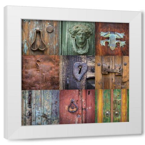 Mexico Collage of door details in city White Modern Wood Framed Art Print by Paulson, Don