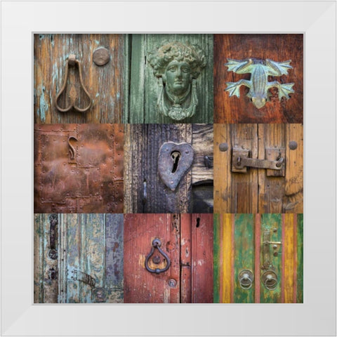 Mexico Collage of door details in city White Modern Wood Framed Art Print by Paulson, Don