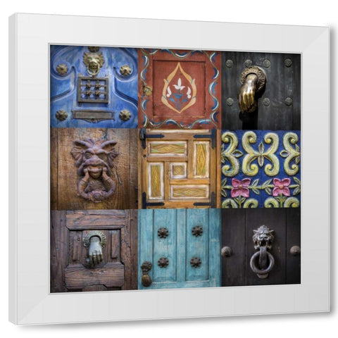 Mexico Collage of door details in city White Modern Wood Framed Art Print by Paulson, Don