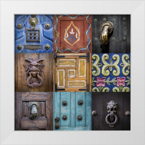 Mexico Collage of door details in city White Modern Wood Framed Art Print by Paulson, Don