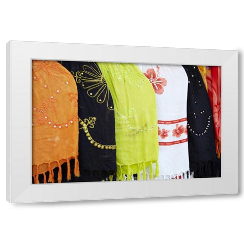 Mexico, Jalisco Scarves sold by street vendors White Modern Wood Framed Art Print by Ross, Steve