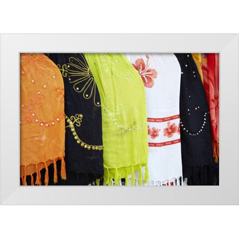 Mexico, Jalisco Scarves sold by street vendors White Modern Wood Framed Art Print by Ross, Steve