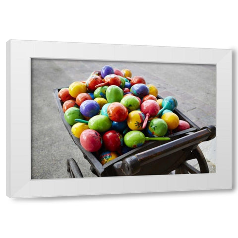 Mexico, Jalisco Maracas in vendors street cart White Modern Wood Framed Art Print by Ross, Steve