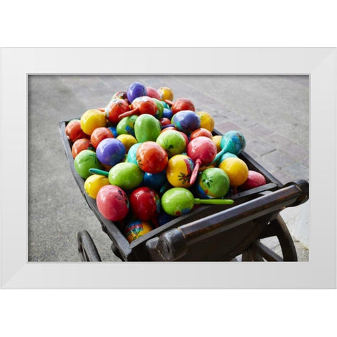 Mexico, Jalisco Maracas in vendors street cart White Modern Wood Framed Art Print by Ross, Steve