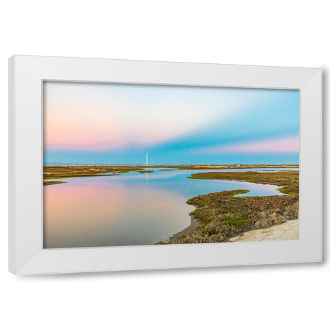 Guerrero Negro- Mulege- Baja California Sur- Mexico. Salt ponds at sunset. White Modern Wood Framed Art Print by Wilson, Emily M.