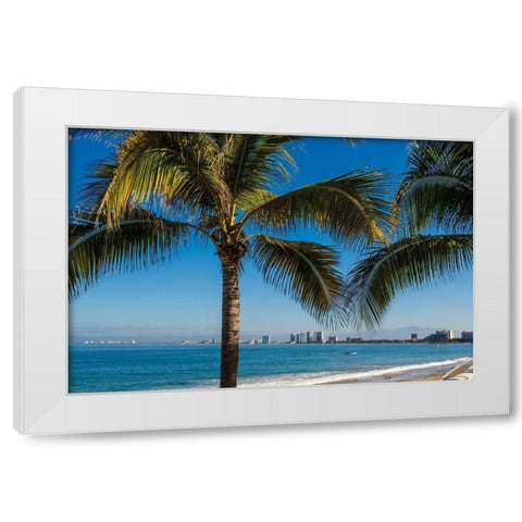 Playa Los Muertos beach-Puerto Vallarta-Jalisco-Mexico White Modern Wood Framed Art Print by DeFreitas, Michael