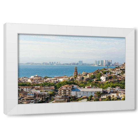Skyline of Puerto Vallarta-Jalisco-Mexico White Modern Wood Framed Art Print by DeFreitas, Michael