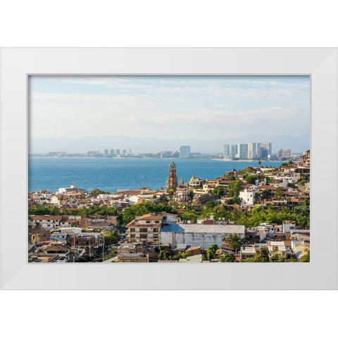 Skyline of Puerto Vallarta-Jalisco-Mexico White Modern Wood Framed Art Print by DeFreitas, Michael