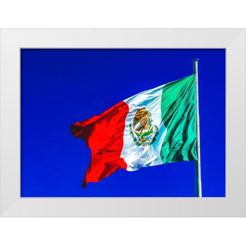 Colorful Mexican flag-San Jose del Cabo-Mexico White Modern Wood Framed Art Print by Perry, William