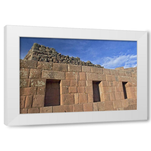Peru, Pisac, Inca ruins White Modern Wood Framed Art Print by Kirkland, Dennis