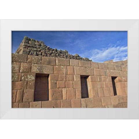 Peru, Pisac, Inca ruins White Modern Wood Framed Art Print by Kirkland, Dennis