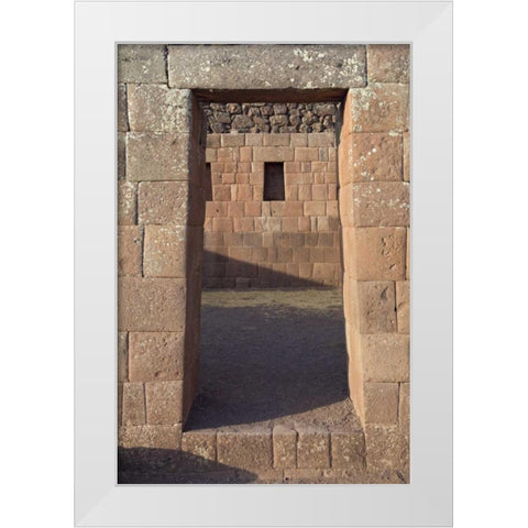 Peru, Pisac, Inca ruins White Modern Wood Framed Art Print by Kirkland, Dennis
